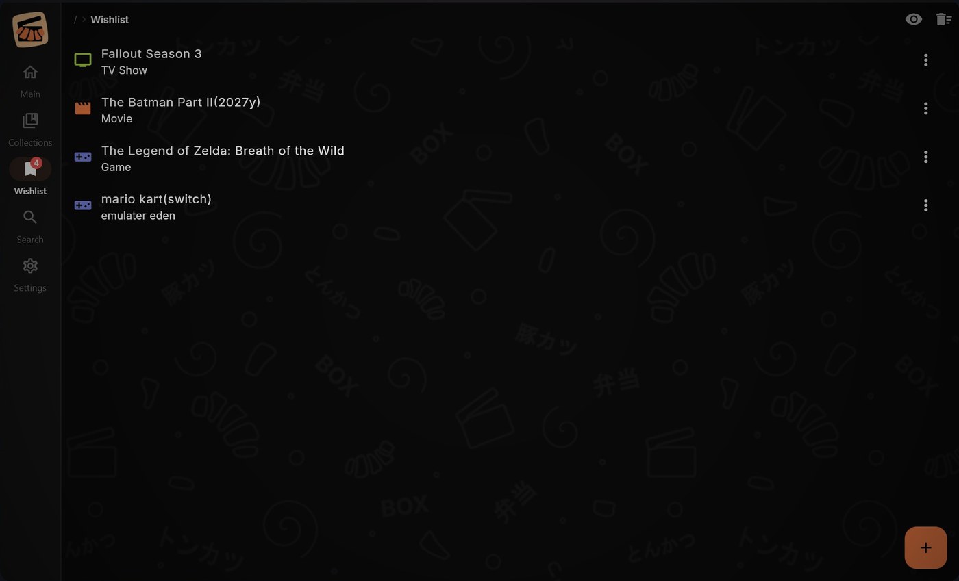 Wishlist with tagged media types